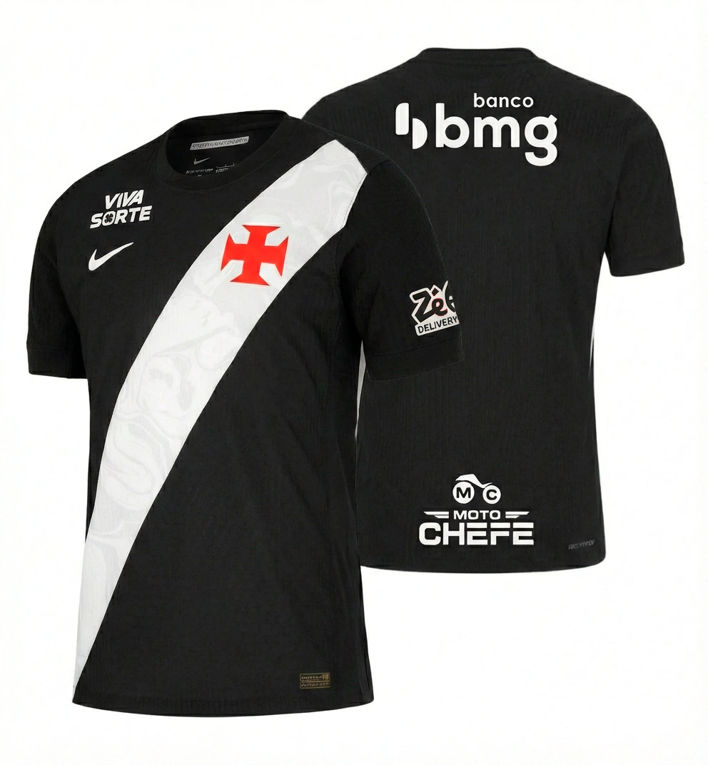 Camisa Nike Vasco da Gama 2026/27 Preta Com Patrocínios Camisa Nike Vasco da Gama 2026/27 Preta Com Patrocínios