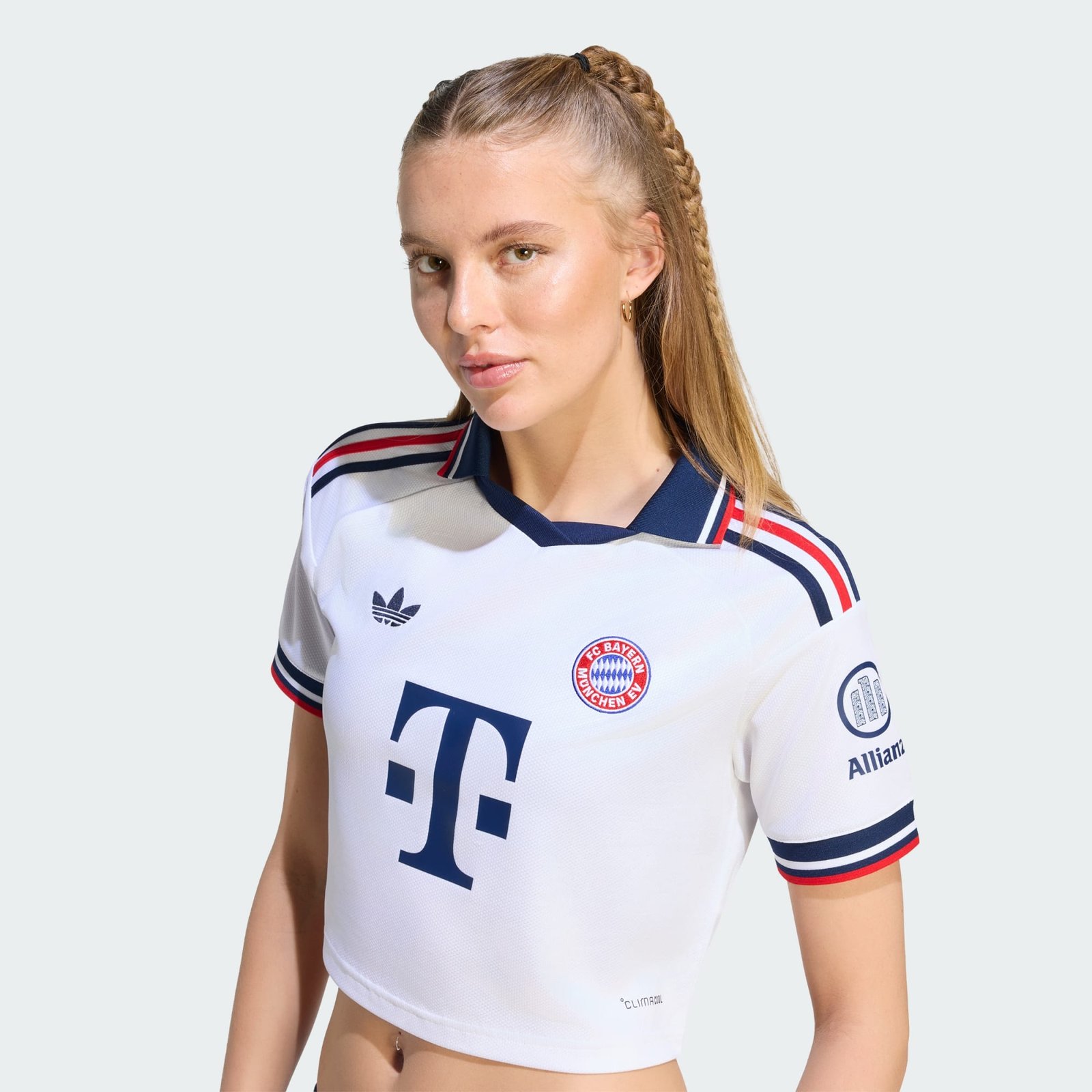 Camisa Feminina Cropped Adidas Bayern de Munique 2026/27 II Camisa Feminina Cropped Adidas Bayern de Munique 2026/27 II