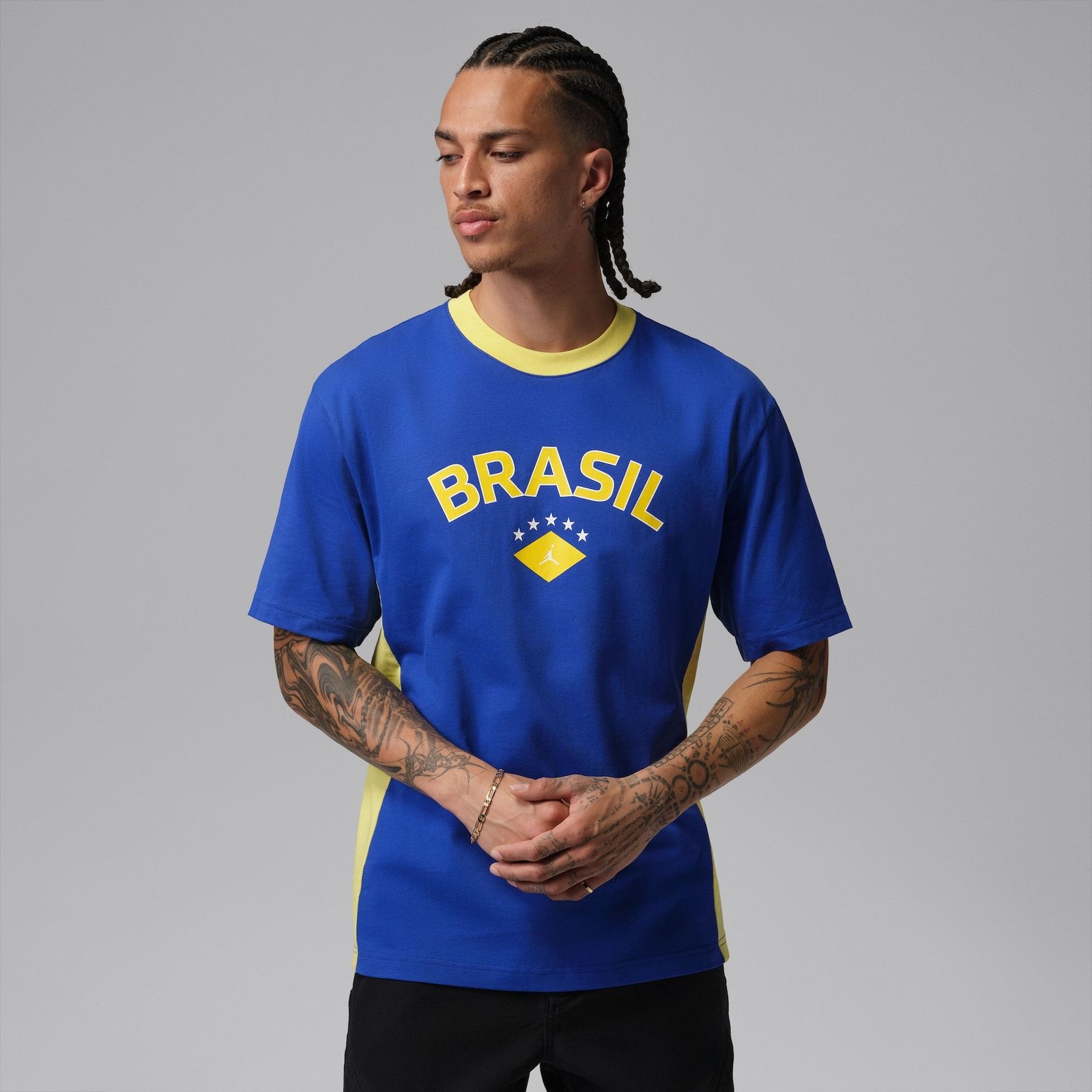 Camiseta Brasil Air Jordan 85 Crew Masculina Camiseta Brasil Air Jordan 85 Crew Masculina