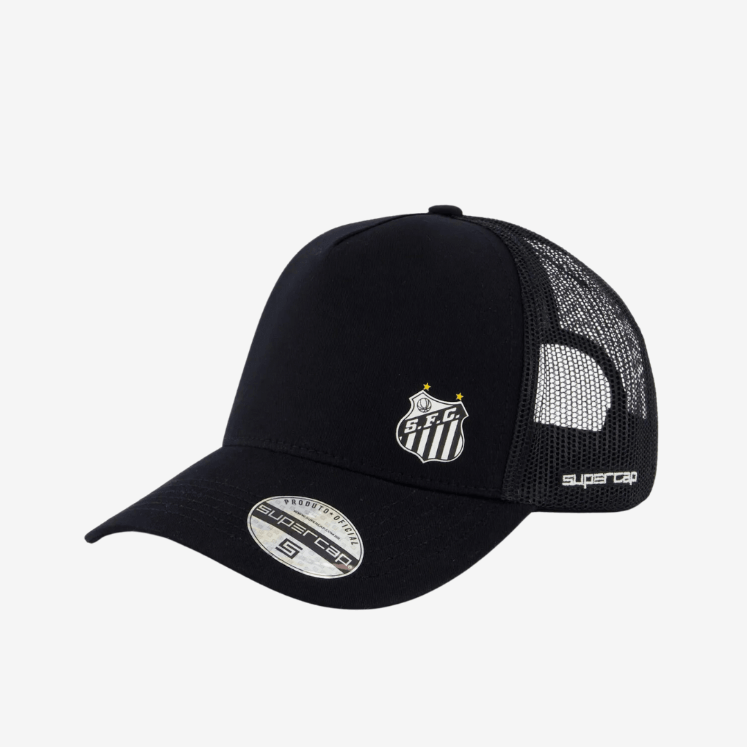Boné Santos Trucker Preto e Branco Boné Santos Trucker Preto e Branco