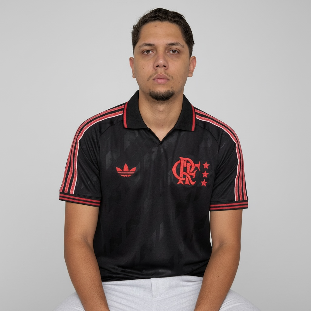 Camisa Flamengo Lifestyler 25/26 Adidas Masculina - Preto Camisa Flamengo Lifestyler 25/26 Adidas Masculina - Preto